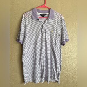 Brooks Brothers Slim Fit Men’s Lilac Stripe Collared Pastel Short Sleeve Shirt L